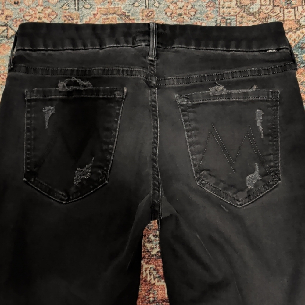 MOTHER Black Looker Ankle Fray